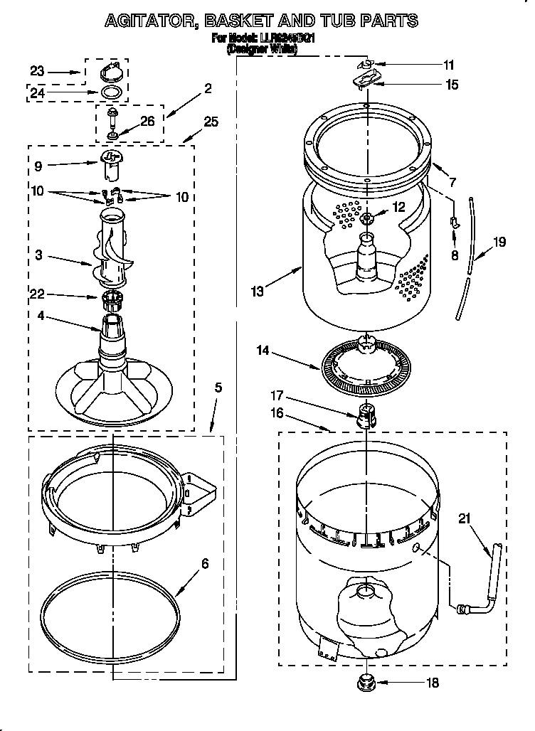 agitator basket and tub parts