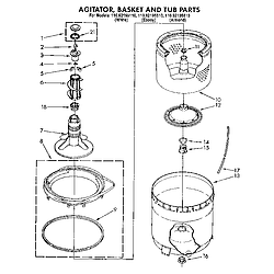1109219551 Automatic Washer Tub, basket, and agitator Parts diagram