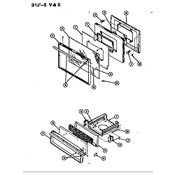 31JA5KX Range Door Parts diagram