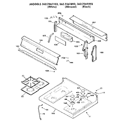 3627361892 Gas Range Main top section Parts diagram