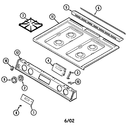 6498VTA Gas Range Top assembly Parts diagram