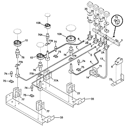 79046819992 Elite Dual Fuel Slide-In Range Burner Parts diagram