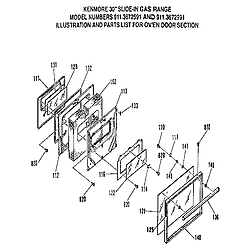9113672991 Gas Range Oven door section Parts diagram