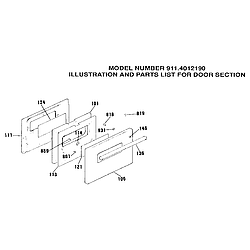 9114012190 Elecric Built-In Oven Door section Parts diagram