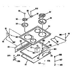 9114552092 Drop-In Electric Range Main top section Parts diagram