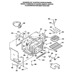 911455219 Drop-In Electric Range Body section Parts diagram