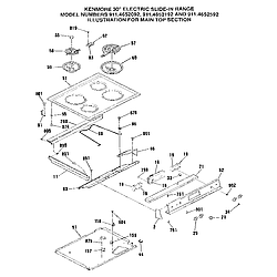 9114652092 Electric Slide - In Range Main top section Parts diagram