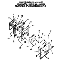 911467259 Slide-In Range Door section Parts diagram