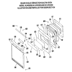 9114703990 Convection Built-In Oven Door section Parts diagram