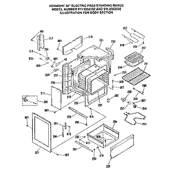 9119352192 Electric Free Stand Range Body section Parts diagram