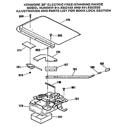 9119352192 Electric Free Stand Range Door lock section Parts diagram