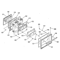 911935918 Electric Range Oven door section Parts diagram