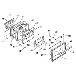 9119369181 Electric Range Oven door section Parts diagram