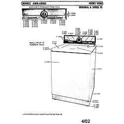 A806 Washer Front view-series 1 Parts diagram