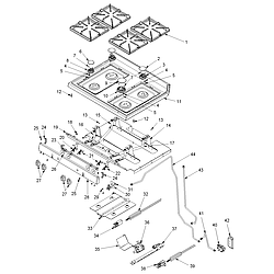 ACF3325AW Gas Range Maintop and gas supply Parts diagram