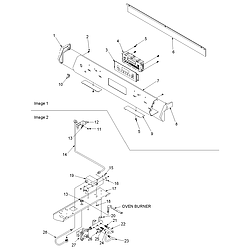 ACS3350AW Slide-in Self Cleaning Gas Range Control panel and gas supply Parts diagram