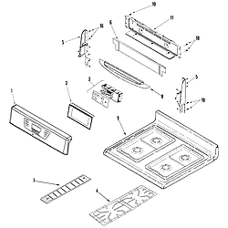 AGR5835QDQ Freestanding Gas Range Control panel/top assembly Parts diagram