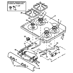 AGS781WW Self Cleaning, Frestanding Gas Range Main top assy Parts diagram