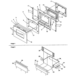 ARG7800 Gas Range Oven door and storage door Parts diagram