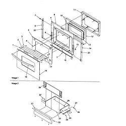 ARTS6650E Slide-In Range Oven door and storage drawer Parts diagram