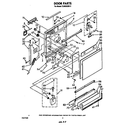 DU6000XR1 Dishwasher Door Parts diagram