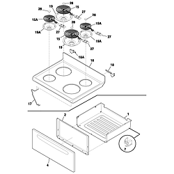 FEF352ASF Electric Range Top/drawer Parts diagram