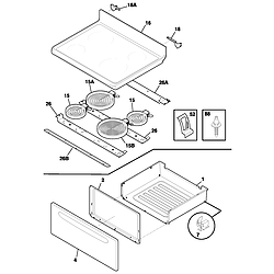 FEF366AWA Electric Range Top/drawer Parts diagram