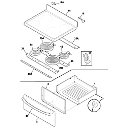 FEF366CCB Electric Range Top/drawer Parts diagram