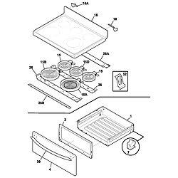 FEF380MXDCA Electric Range Top/drawer Parts diagram