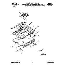 GW395LEGQ1 Gas Range Cooktop Parts diagram