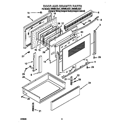 GW395LEGQ1 Gas Range Door and drawer Parts diagram