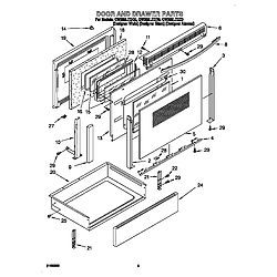 GW395LEGZ0 Gas Range Door and drawer Parts diagram