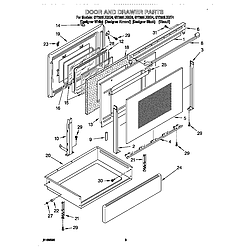 GY396LXGQ4 Electric Range Door and drawer Parts diagram