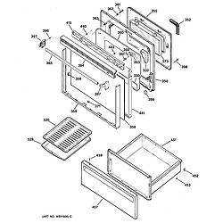 JBP56GR1WH Electric Range Door & drawer Parts diagram