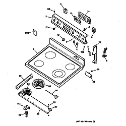 JBP65GS1AD Electric Range Control panel & cooktop Parts diagram