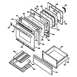 JBP78GS1BB Electric Range Door and drawer Parts diagram