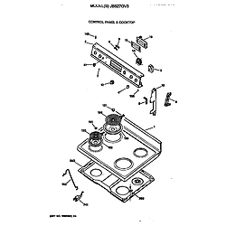 JBS27GV3WH Electric Range Control panel & cooktop Parts diagram