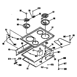 JDP36GP Electric Range Cooktop Parts diagram