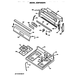 JGBP34GEP2AD Gas Range Cooktop and backsplash Parts diagram