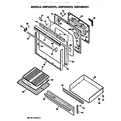 JGBP34GEP3 Gas Range Door and drawer Parts diagram