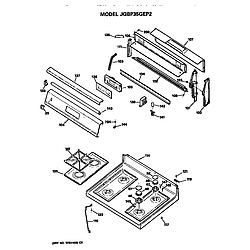 JGBP35GEP2WG Gas Range Control and cooktop Parts diagram