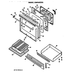 JGBP35GEP2WG Gas Range Door and drawer Parts diagram