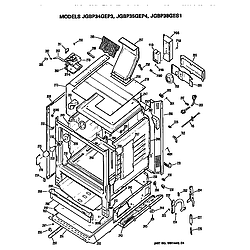 JGBP35GEP4WG Gas Range Cabinet Parts diagram