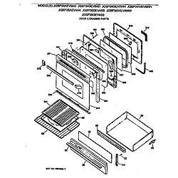 JGBP35WEV4WW Gas Range Door & drawer Parts diagram