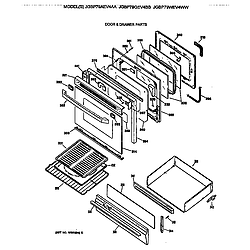 JGBP79WEV4WW Gas Range Door & drawer Parts diagram