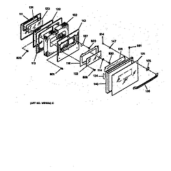 JGSP40AET1AA Gas Slide-In Range Oven door Parts diagram