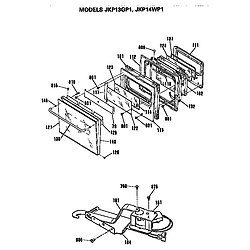 JKP14WP1 Electric Wall Oven Door Parts diagram