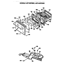 JKP14WP3WG Electric Wall Oven Door Parts diagram