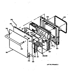 JTP11WS3WG Electric Wall Oven Oven door Parts diagram