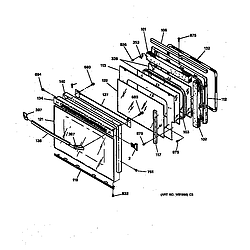 JTP13GT1BB Electric Wall Oven Oven door Parts diagram